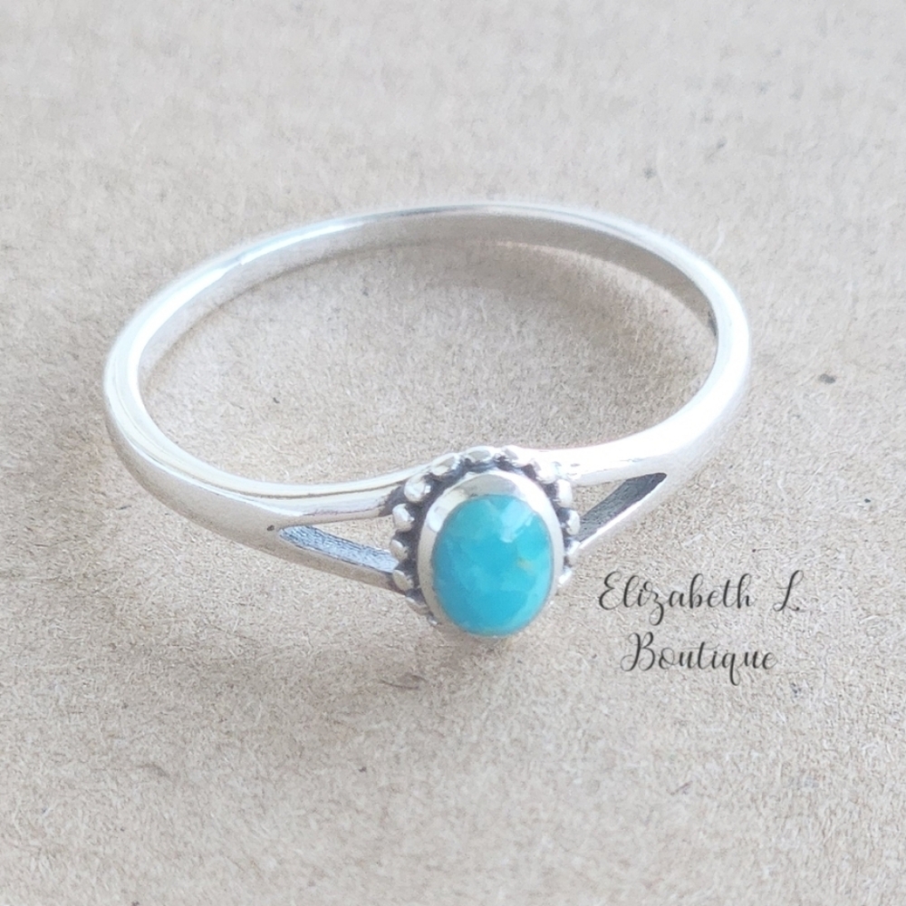 925 Sterling Silver Genuine Turquoise Ring Boutique BNWT